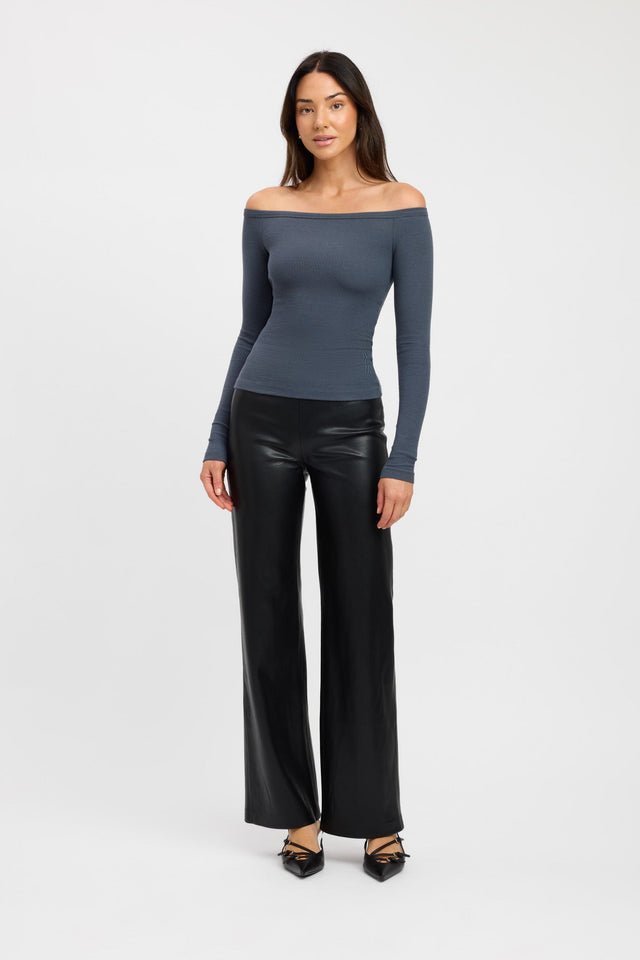 side Madison Off Shoulder Top Kookai Fitted Straight Long sleeve Womens-Blouse