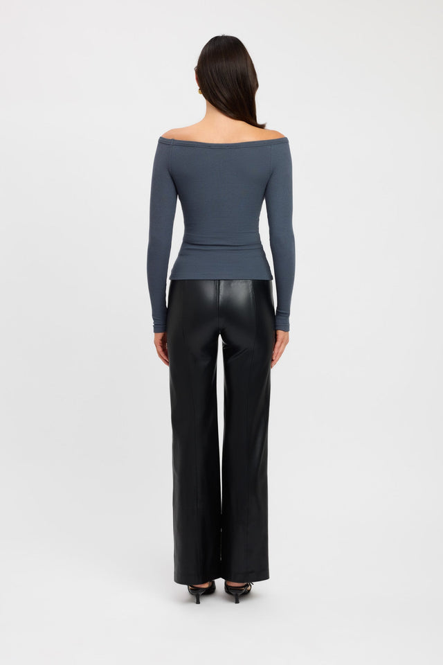 back Madison Off Shoulder Top Kookai Fitted Straight Long sleeve Womens-Blouse