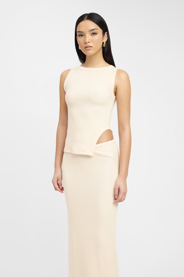 side Jett Top Kookai Fitted Roundneck Sleeveless Womens-Blouse