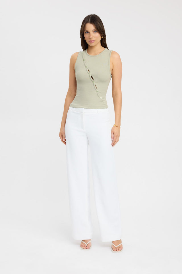 front Emmett Tank Kookai Fitted Roundneck Sleeveless Womens-Blouse