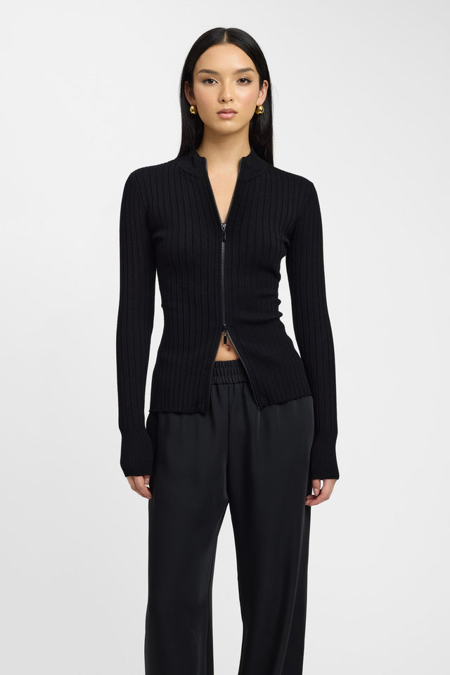 front River Zip Top Kookai Fitted Highneck Long sleeve Womens-Blouse