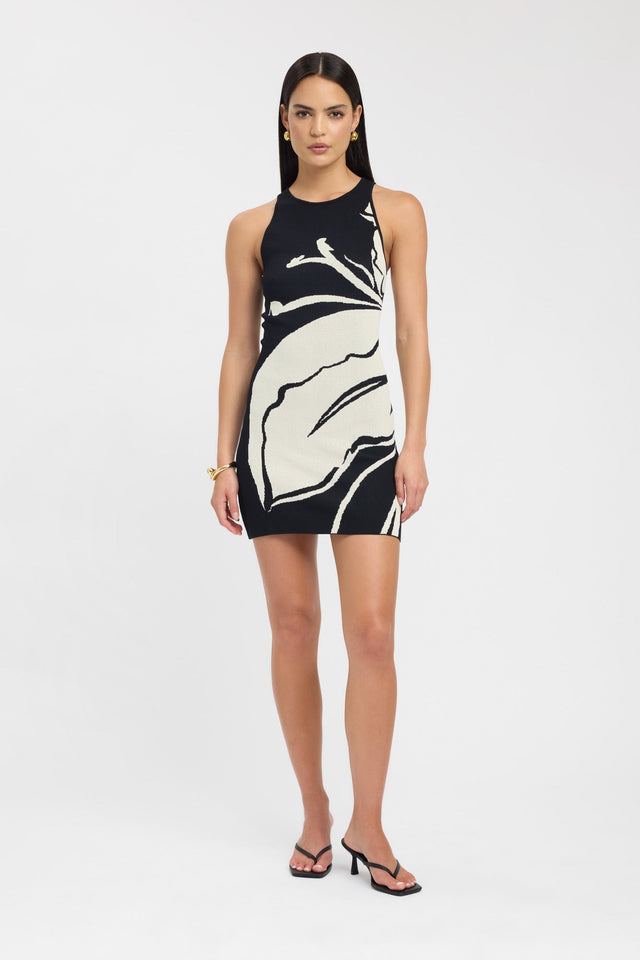 side Aloha Mini Dress Kookai Straight Mini Fitted Roundneck black womens-dresses