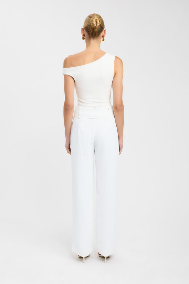 back Oyster Belt Pant Kookai relaxed High-rise white womens-regular-pants