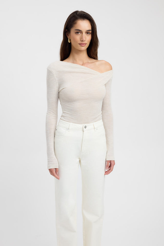 product Whistler Wool Top Kookai Fitted Asymmetry Long sleeve Womens-Blouse