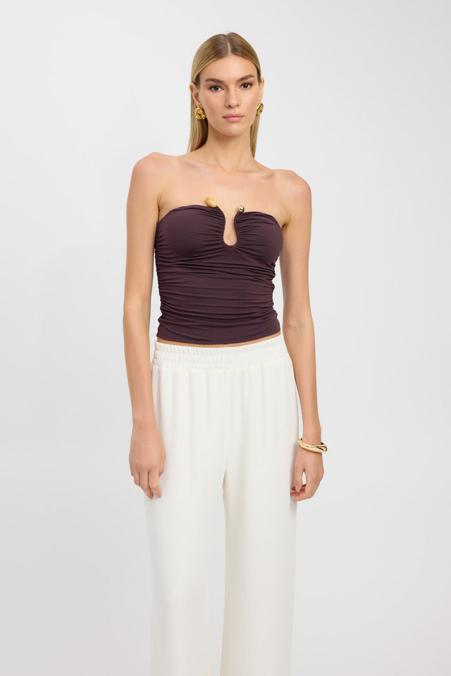 front Tayla Trim Top Kookai Fitted Sweetheart Sleeveless Womens-Blouse