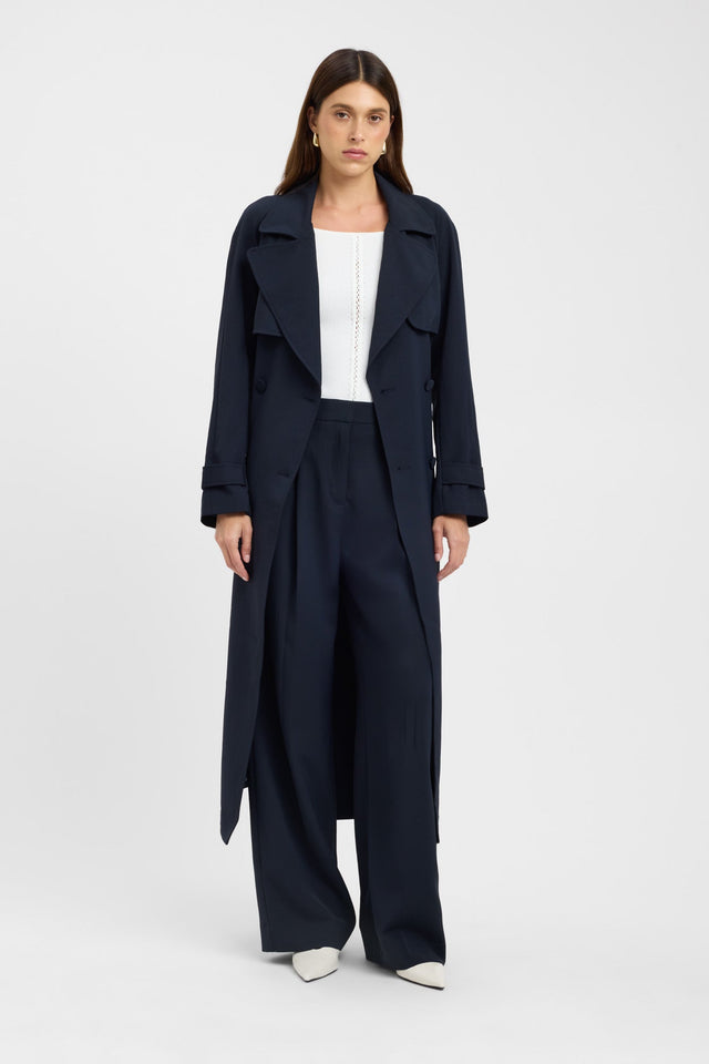 side Opal Trench Kookai Long sleeve Trench-coat Full length black womens-coats-and-jackets