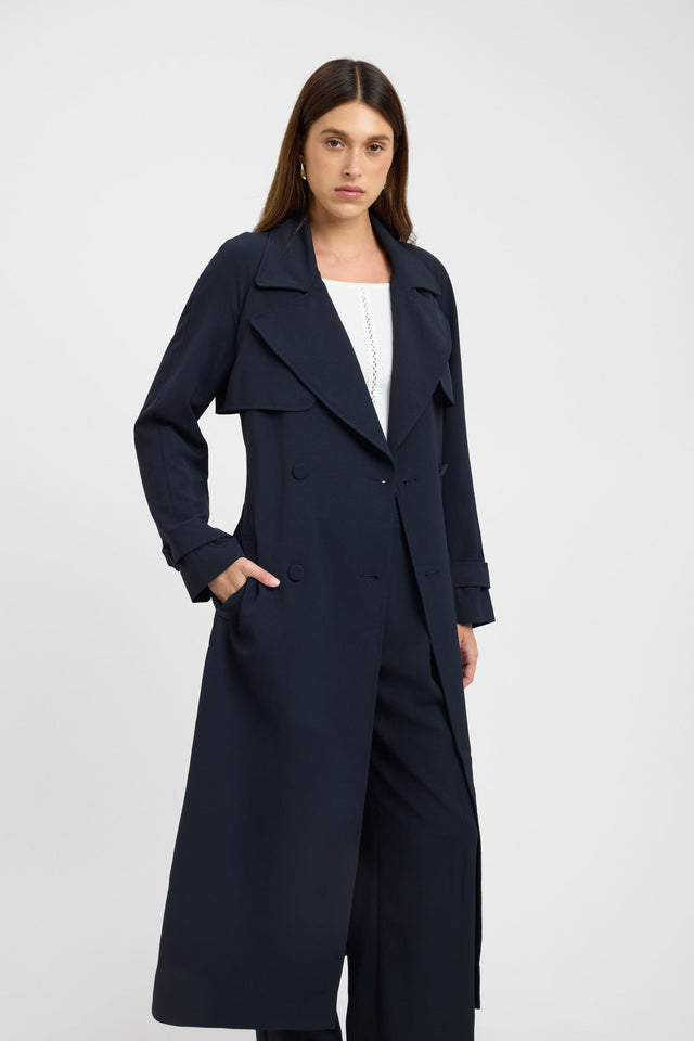 front Opal Trench Kookai Long sleeve Trench-coat Full length black womens-coats-and-jackets