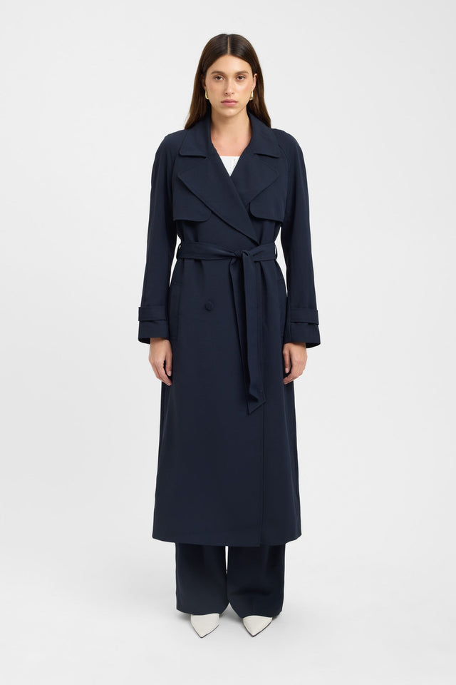 front Opal Trench Kookai Long sleeve Trench-coat Full length black womens-coats-and-jackets