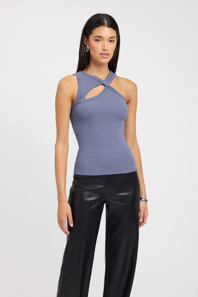 side Chloe Tank Kookai Fitted Asymmetry Sleeveless Womens-Blouse 