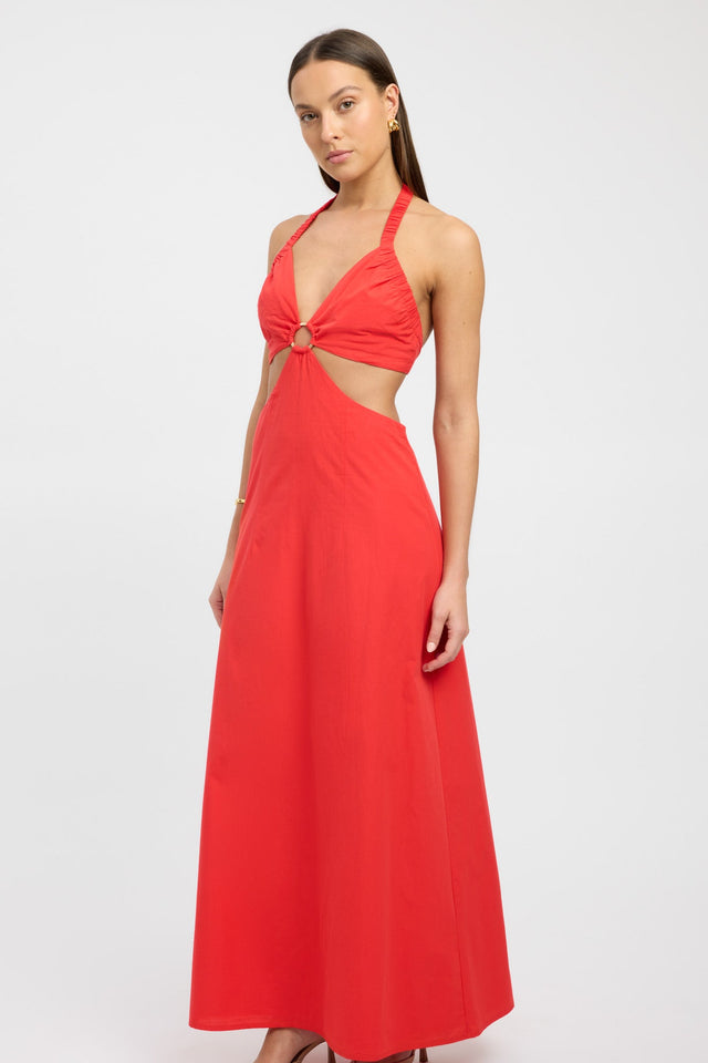 product Romeo Ring Maxi Dress Kookai Fit-and-flare Maxi Relaxed Plungeneck red womens-dresses 