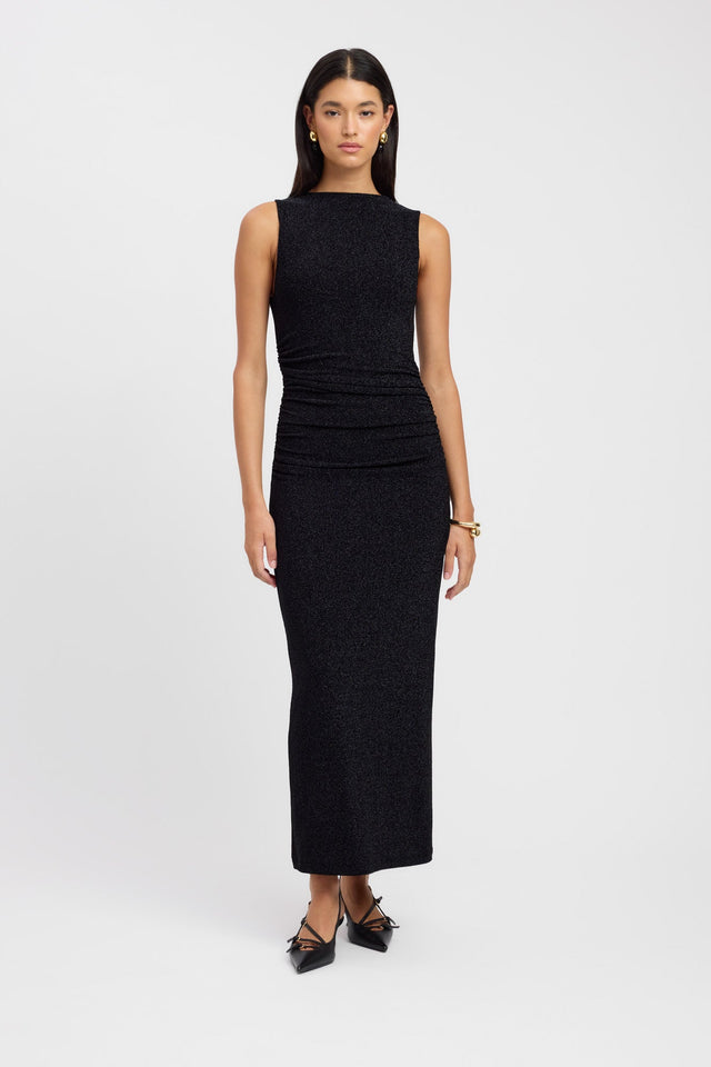 Serena Maxi Dress Kookai Straight Maxi Fitted Boatneck black womens-dresses 