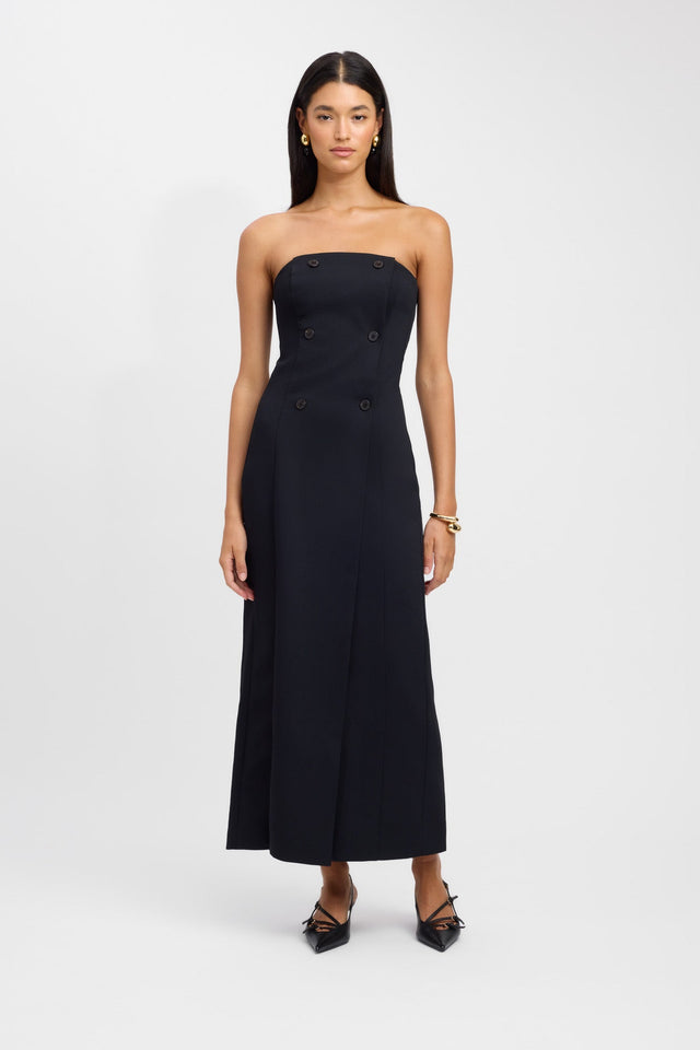 product Oyster Strapless Button Dress Kookai Fit-and-flare Maxi Relaxed Straight black womens-dresses 