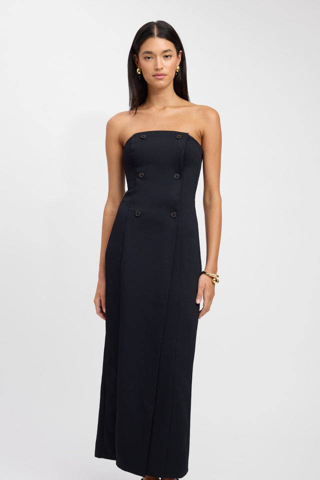 product Oyster Strapless Button Dress Kookai Fit-and-flare Maxi Relaxed Straight black womens-dresses 