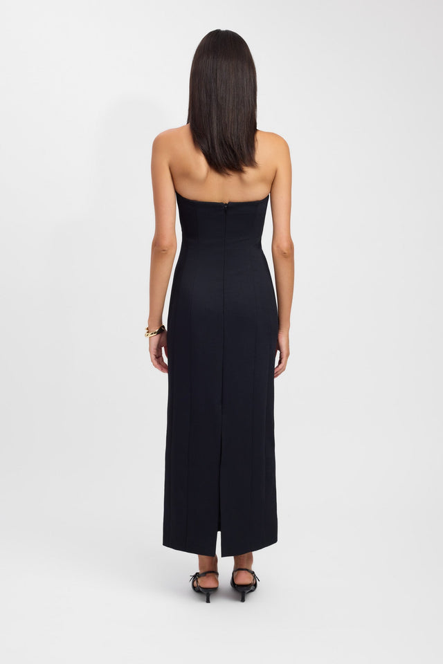 front Oyster Strapless Button Dress Kookai Fit-and-flare Maxi Relaxed Straight black womens-dresses 