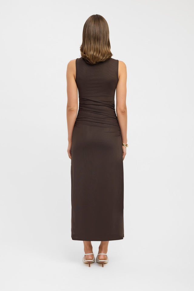 product Bolt Maxi Dress Kookai Straight Maxi Fitted Roundneck brown womens-dresses 