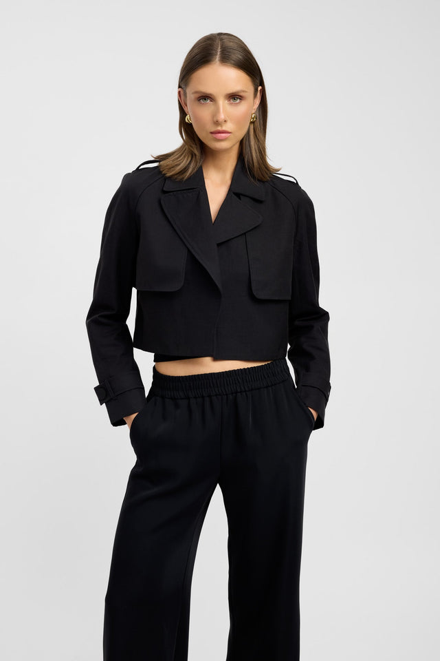 product Willa Cropped Trench Kookai Long sleeve Trench-coat Short black womens-coats-and-jackets 