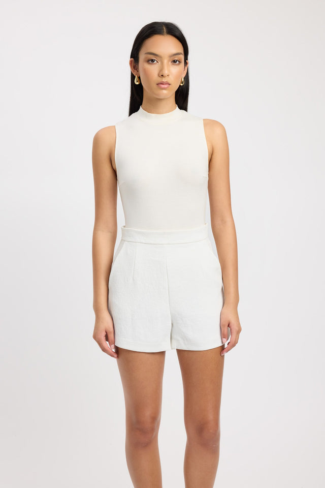 Wafer Shorts Kookai High-rise Fitted white womens-shorts 