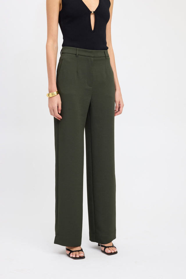 front Oyster Tailored Pant Kookai Wide-leg High-rise olive womens-regular-pants 