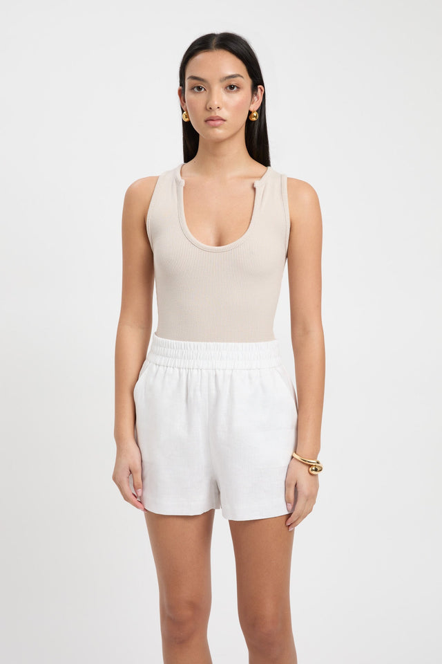 front Tahiti Elastic Short Kookai High-rise Relaxed white womens-shorts 