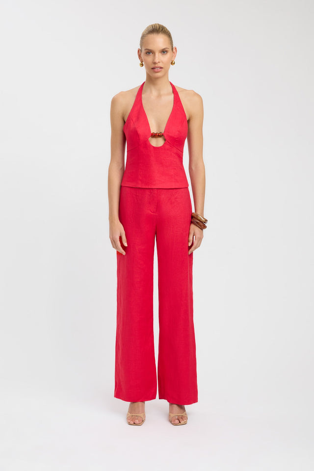 side Palm Staple Pant Kookai Wide-leg High-rise red womens-regular-pants 