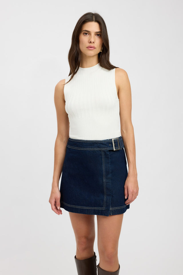 front Sampson Mini Skirt Kookai Straight Mini darkblue womens-skirts 