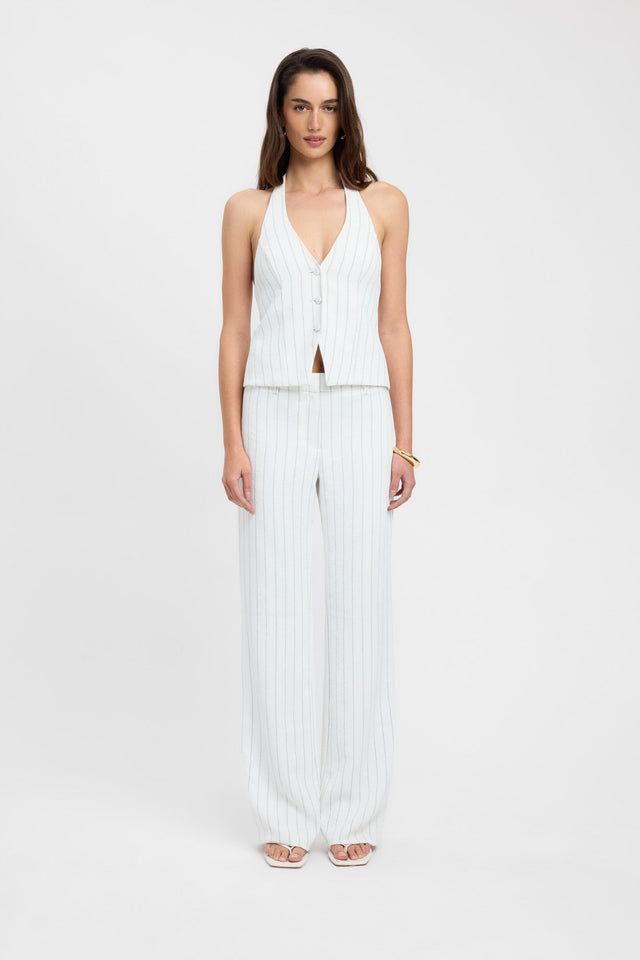 product Oyster Pinstripe Pant Kookai Wide-leg Mid-rise white womens-regular-pants 