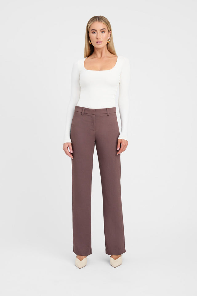 side Rosie Long Sleeve Top Kookai Fitted Scoopneck Long sleeve Womens-Blouse 