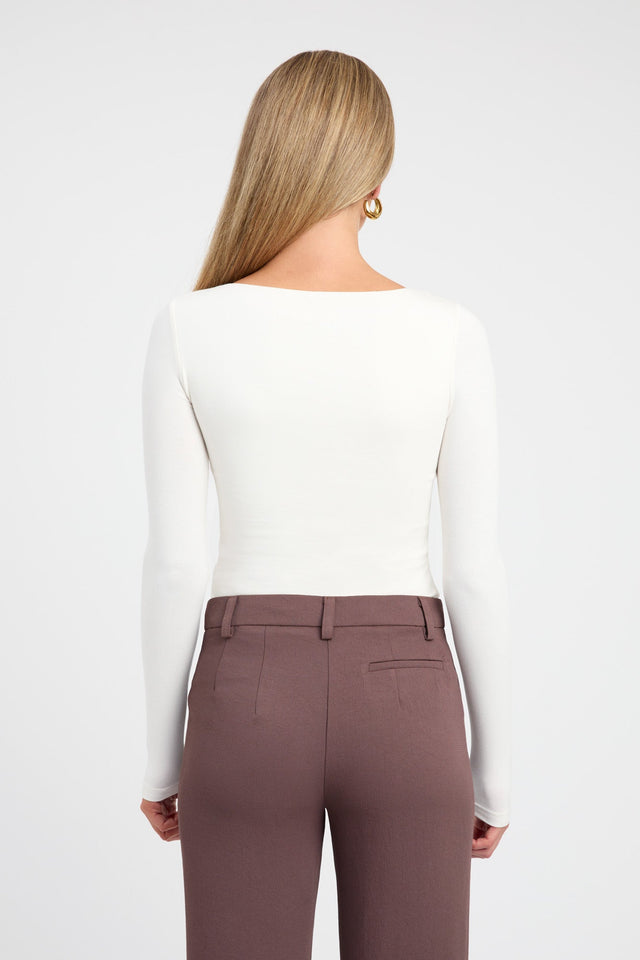 back Rosie Long Sleeve Top Kookai Fitted Scoopneck Long sleeve Womens-Blouse 