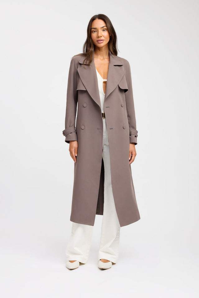 product Lars Core Trench Kookai Long sleeve Trench-coat Full length grey womens-coats-and-jackets 