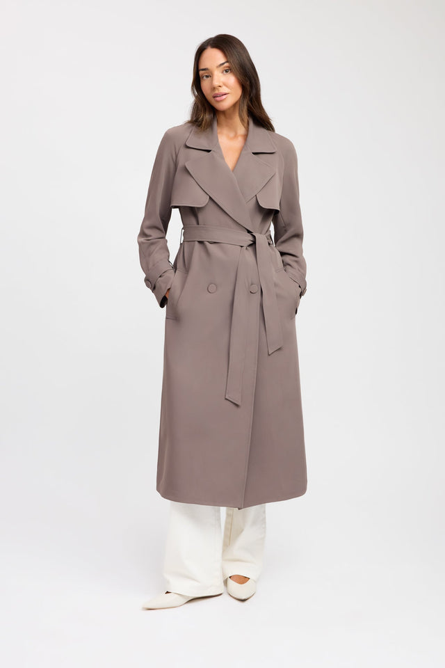 front Lars Core Trench Kookai Long sleeve Trench-coat Full length grey womens-coats-and-jackets 